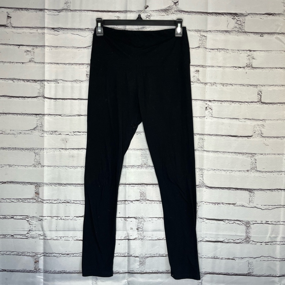 Classic Black High Waisted Stretch Leggings Yoga Pants SZ 28 Maternity Y2K